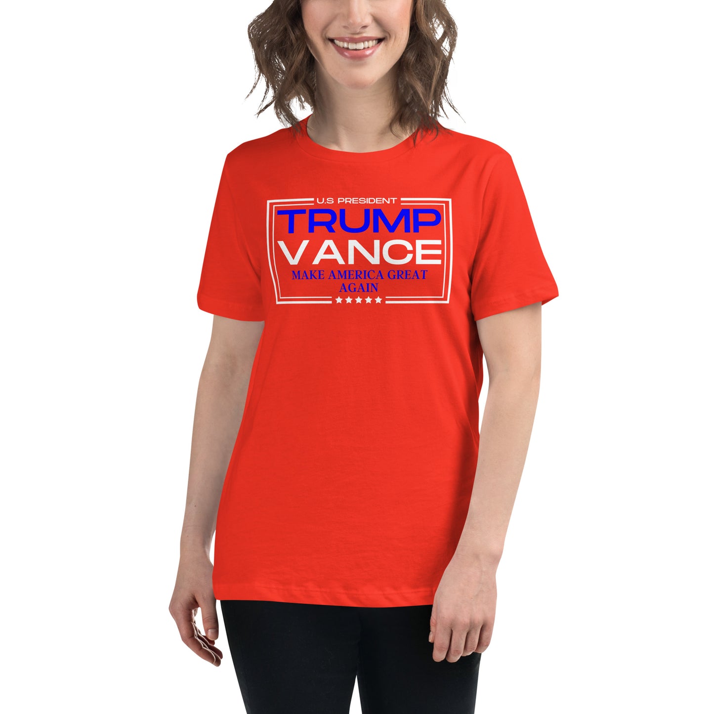 Trump/Vance Make America Great Again Women's Relaxed T-Shirt (Red)