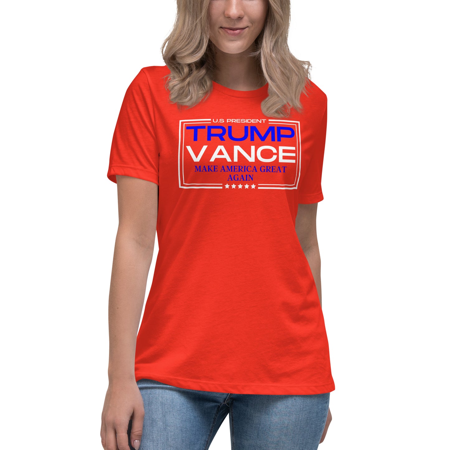 Trump/Vance Make America Great Again Women's Relaxed T-Shirt (Red)