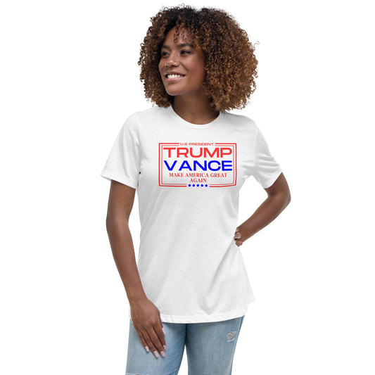 Trump/Vance Make America Great Again Women's Relaxed T-Shirt (White)