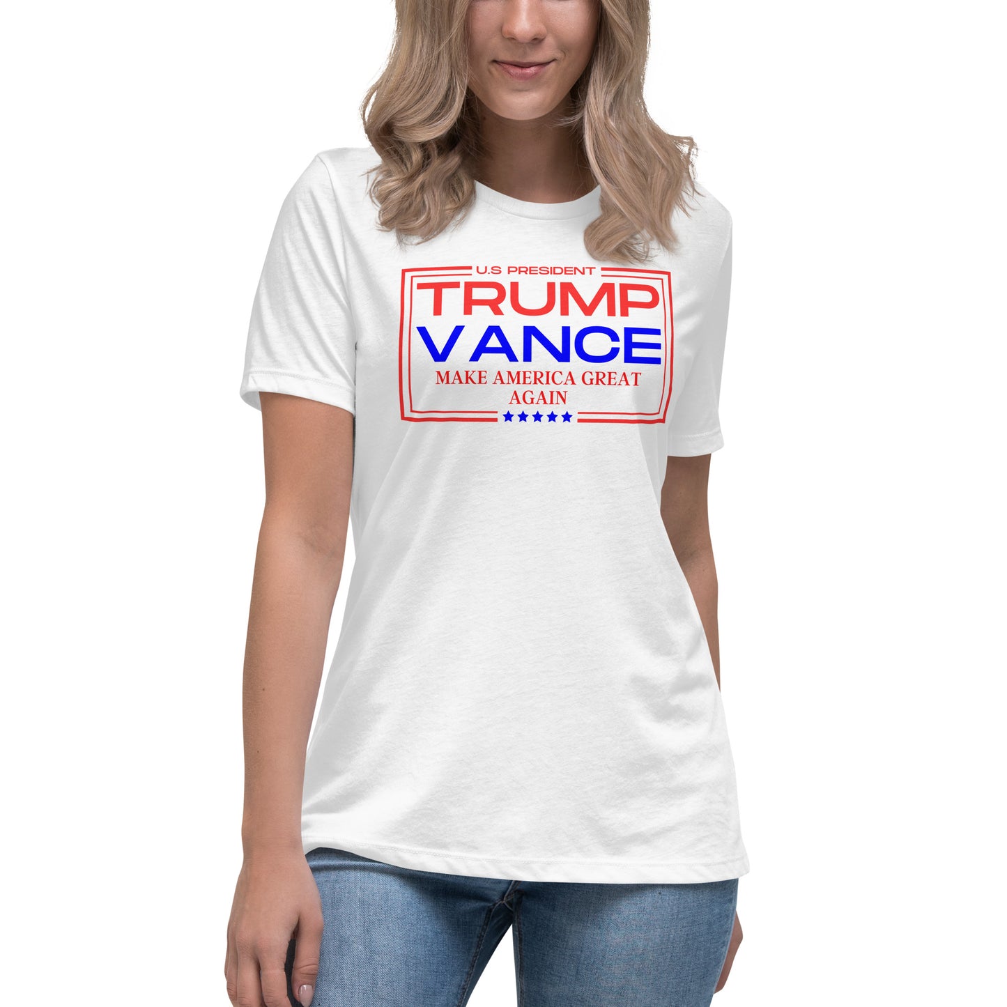 Trump/Vance Make America Great Again Women's Relaxed T-Shirt (White)