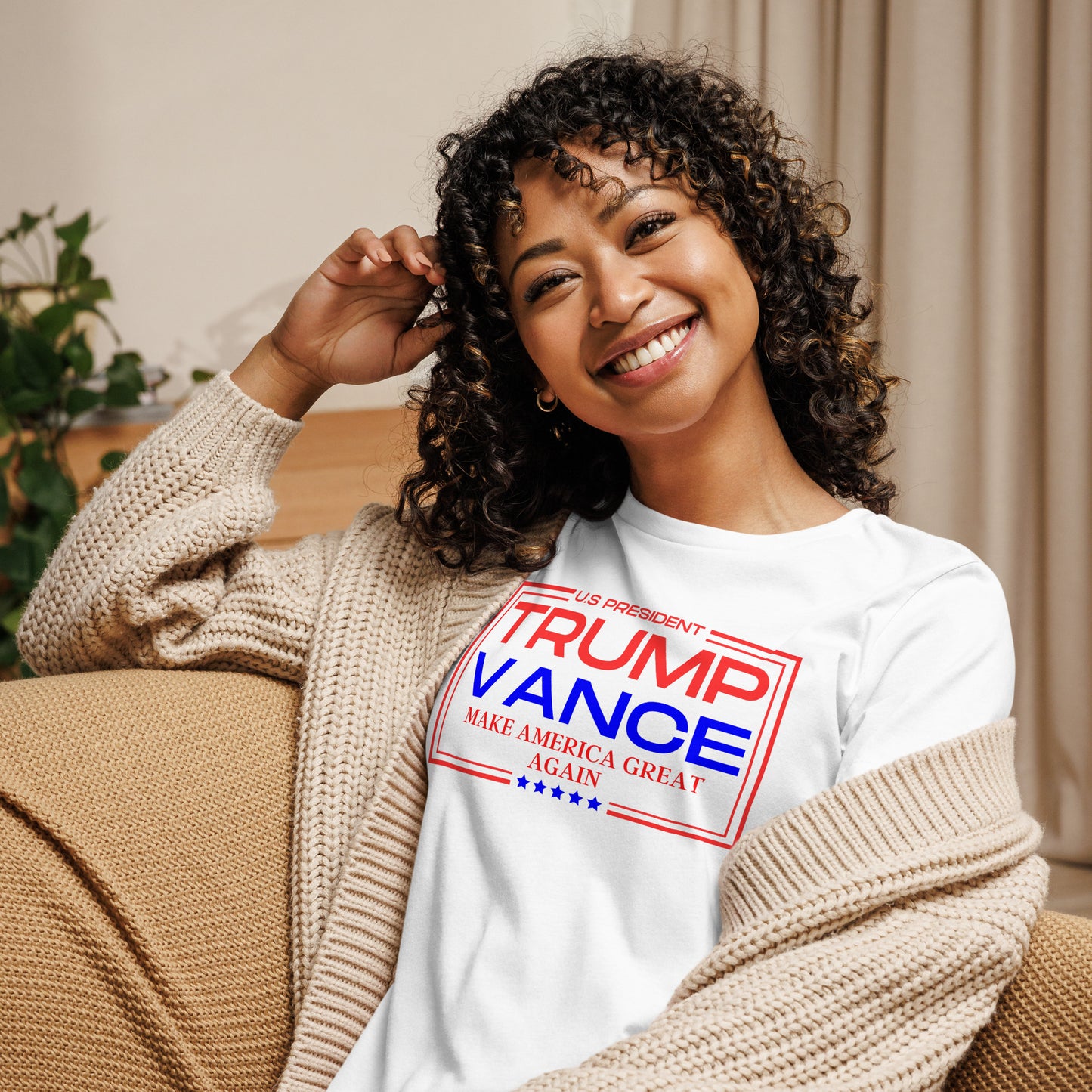 Trump/Vance Make America Great Again Women's Relaxed T-Shirt (White)