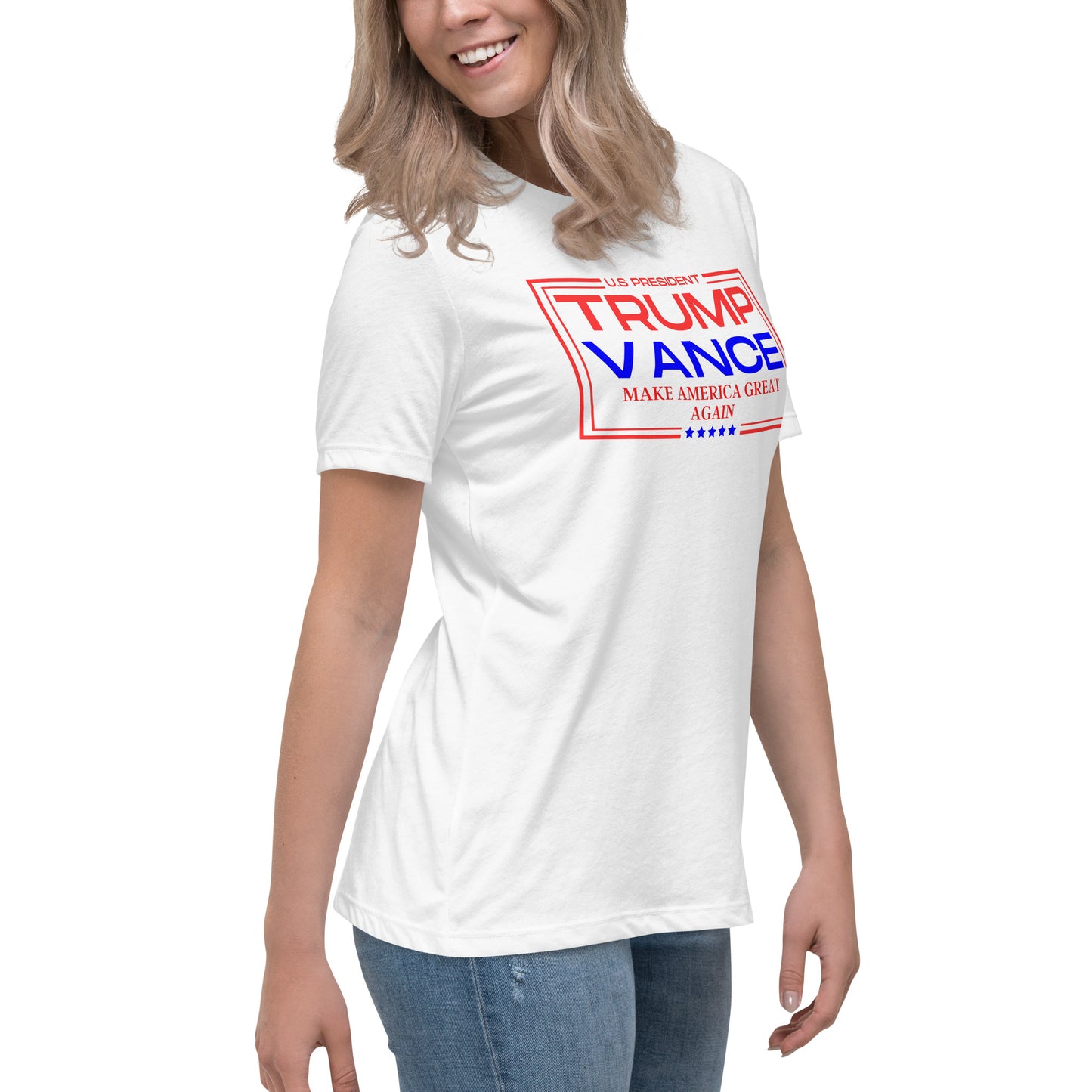 Trump/Vance Make America Great Again Women's Relaxed T-Shirt (White)